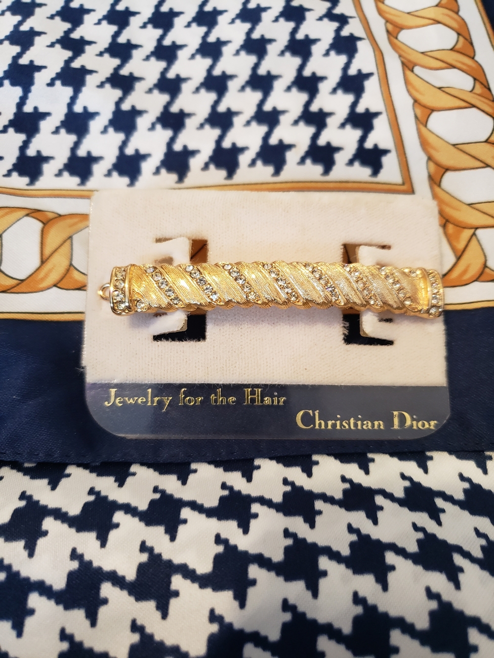 Vintage Christian Dior Gold Crystal Hair Barrette NWT